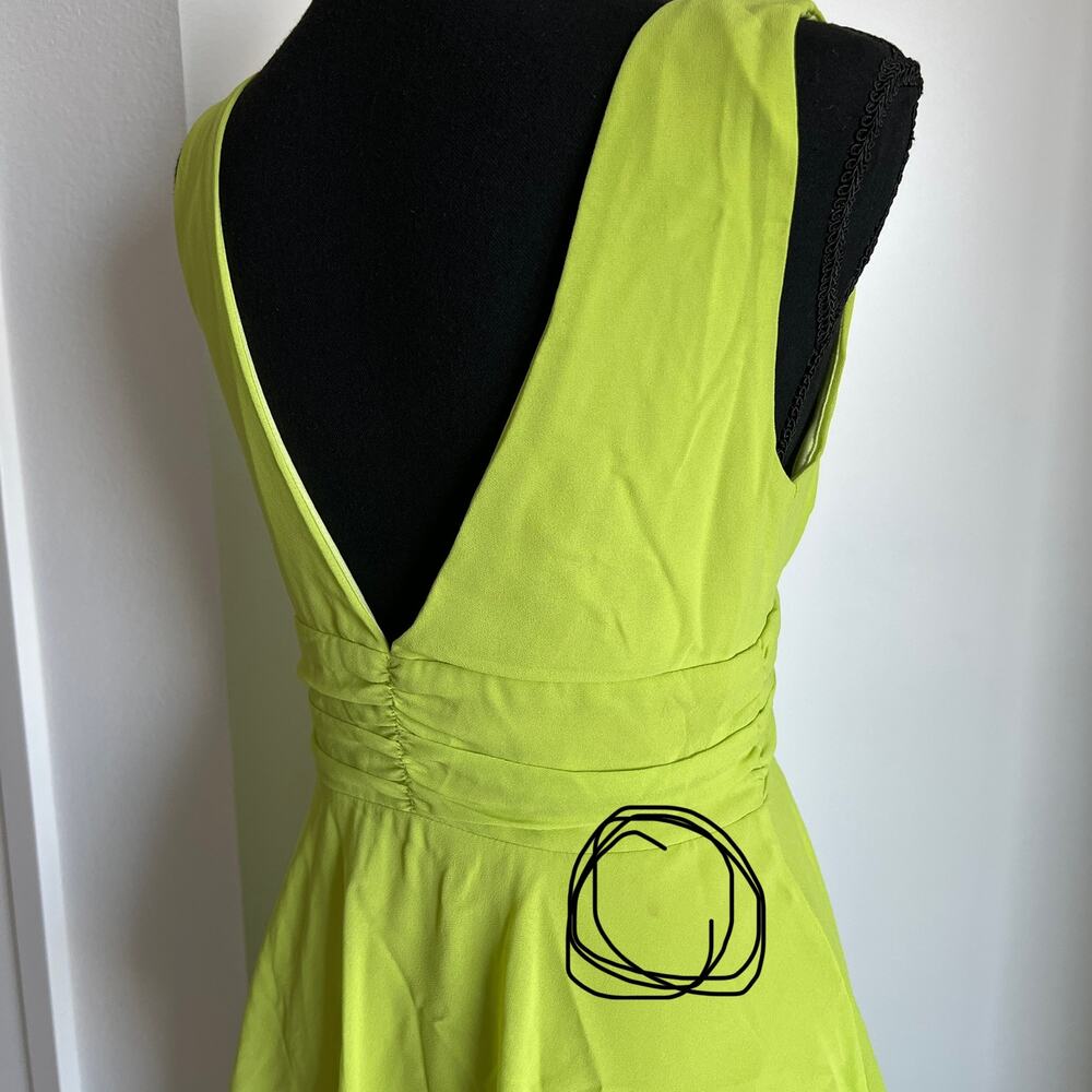 Lulu's Maxi Dress Small Celebration Time Sleeveless Tiered Midi Lime Green FLAW - Picture 14 of 16